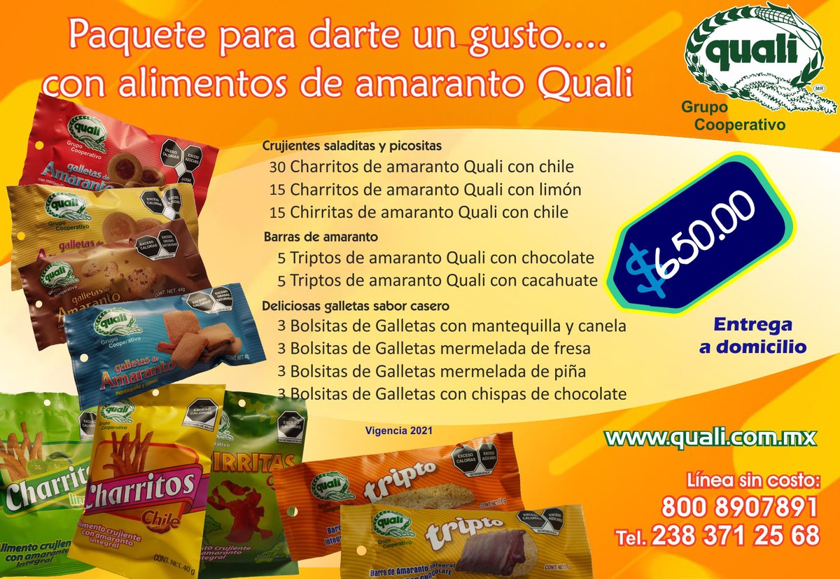 Ya estas de vacaciones y quieres darte un pequeño gusto, rico, saludable y nutritivo. Estamos a tus ordenes. #Quali #AmarantoQuali #Amaranto