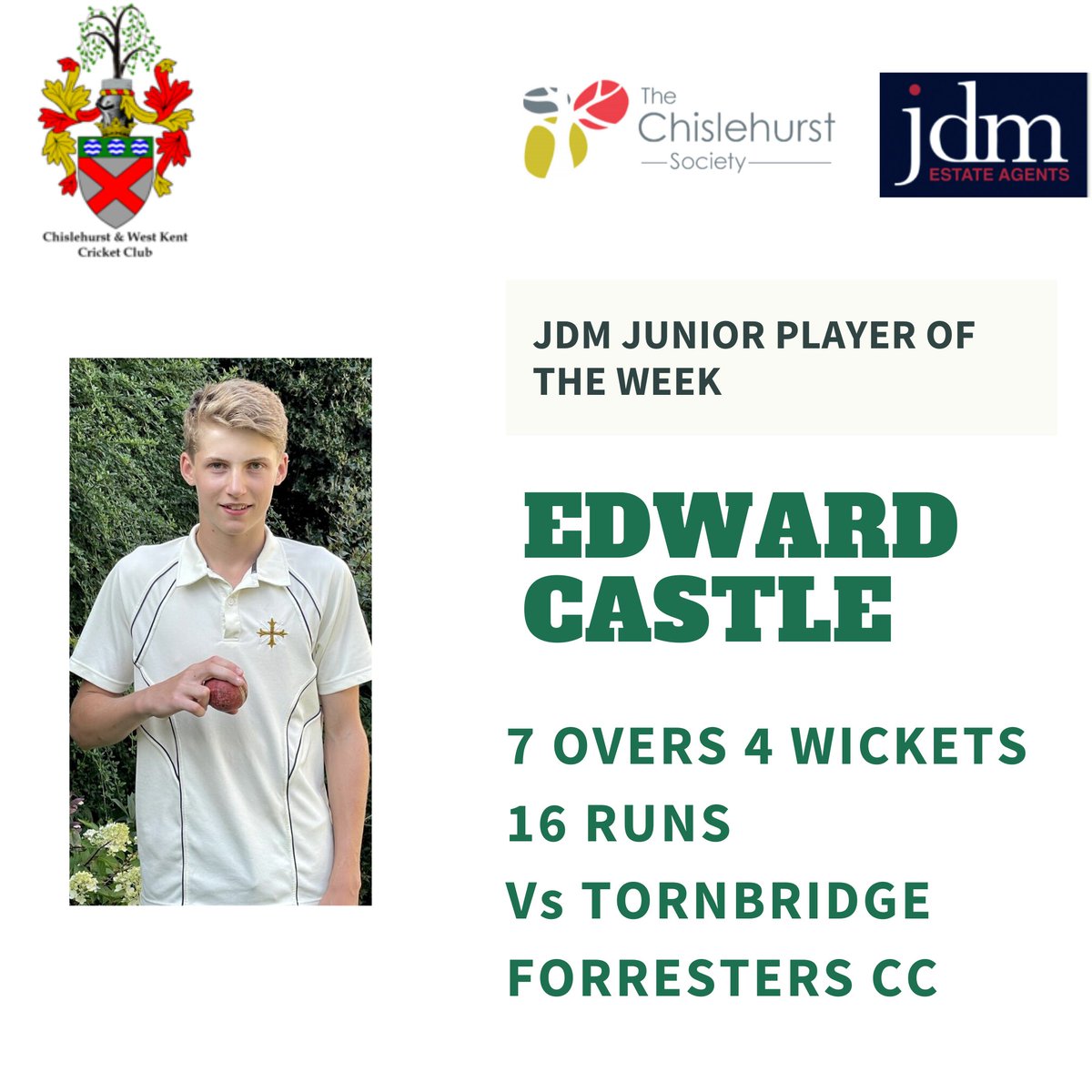Chislehurst & WK CC (@cwkcc) on Twitter photo <a href="/jdmchislehurst/">Jonathon de Maid</a> Junior Player Of The Week :
Ed : A beautiful bowling spell for ed bagging 4 - 18 makes him Junior Player Of The Week.
#cricket #weekendcricket #kcl #krcl #kentcricket #ecb
<a href="/VisitChis/">Visit Chislehurst</a>
<a href="/ChislehurstSocy/">Chislehurst Society</a> <a href="/jdmchislehurst/">Jonathon de Maid</a> Junior Player Of The Week :
Ed : A beautiful bowling spell for ed bagging 4 - 18 makes him Junior Player Of The Week.
#cricket #weekendcricket #kcl #krcl #kentcricket #ecb
<a href="/VisitChis/">Visit Chislehurst</a>
<a href="/ChislehurstSocy/">Chislehurst Society</a>