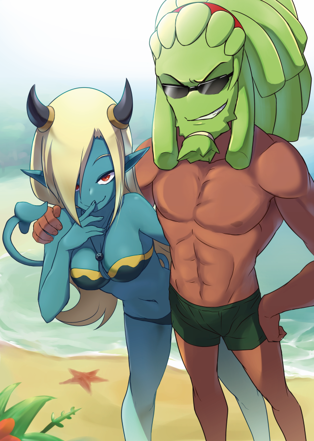 fen825's tweet photo. Armand王子とAurora姫描けた
水着絵：王子と姫 | ふぇん #wakfu #pixiv https://t.co/XVDW1hKUqL https://t.co/BJCWsxiBNy