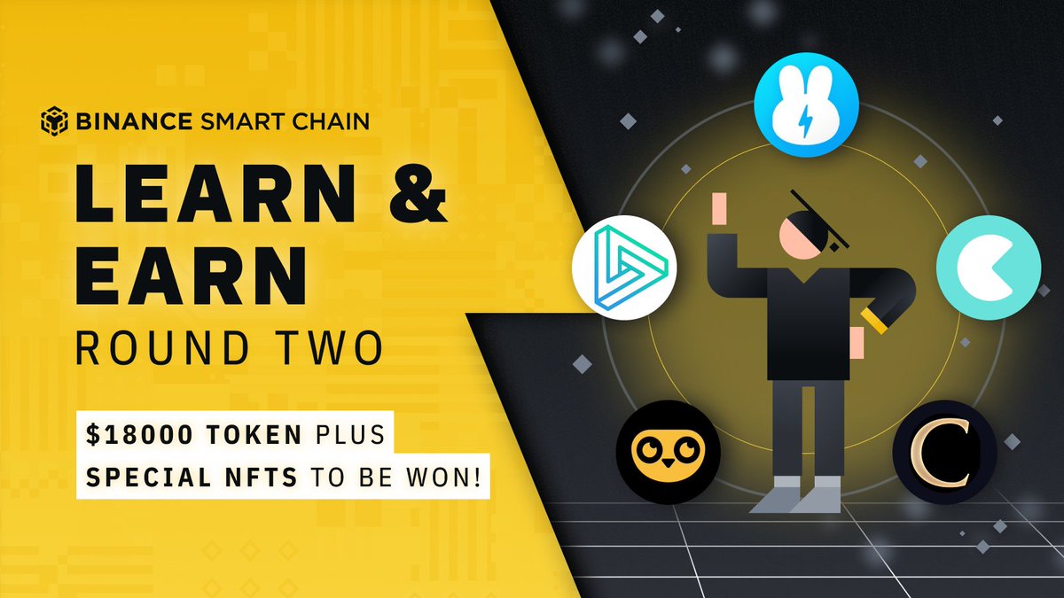 BNBCHAIN's tweet image. 🚨The #BscLearnAndEarn round 2 is here! 🚨

🧠This round you'll learn about
@BunnyPark_BSC 
@CreamdotFinance 
@dFuture_finance 
@DeriProtocol 
@BladesCrypto 

Read our blog to learn how to participate and earn a share of $18,000 and win unique NFTs! 
bit.ly/3kzFTd8
