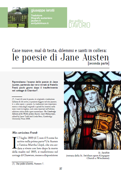janeaustenitaly's tweet photo. Un angolo poco frequentato dell’opera di #JaneAusten: le sue poesie. In questa seconda parte vengono prese in esame le poesie scritte dal 1809 fino alla morte nel 1817 ->
https://t.co/G263gxAiHW
#DuePolliciDAvorio #Online https://t.co/opAMVKh7BY