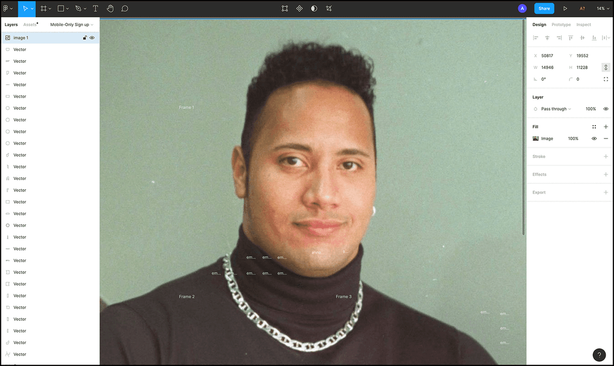 figma's tweet photo. Figma is a tool for doing serious design work. 

It's also a great place for leaving Dwayne “The Rock” Johnson’s face on your coworkers’ working files after hours.

Alek Mackie shares how he inspires creativity and has fun with his team at @ShopifyUX: https://t.co/mAjhuYFNft https://t.co/BzbmDEQ19G