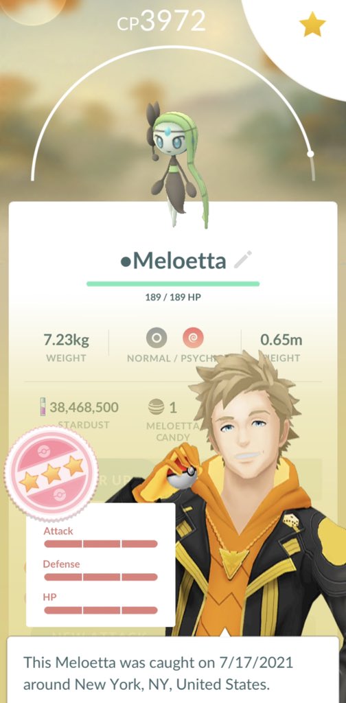 Don't know if this is rare, perfect IV Meloetta. : r/pokemongobrag