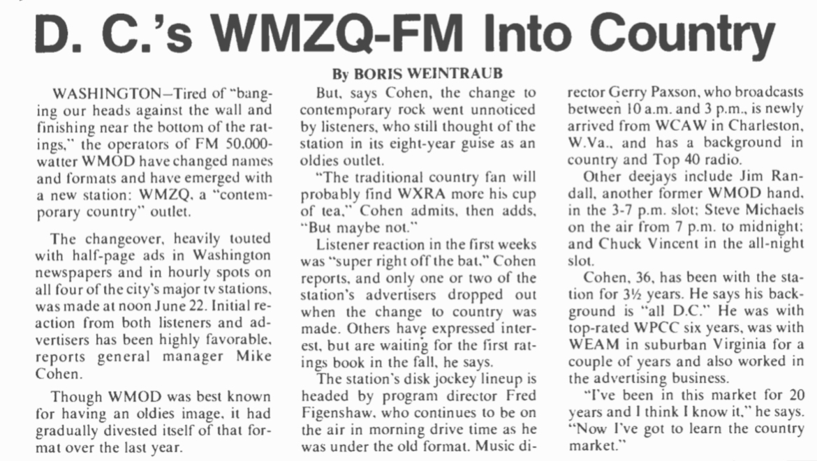 RadioRewinder's tweet photo. The beginnings of a #CountryRadio #LegendaryRadioStation #WMZQ #WashingtonDCRadio July 1977 https://t.co/3d12td8dv1