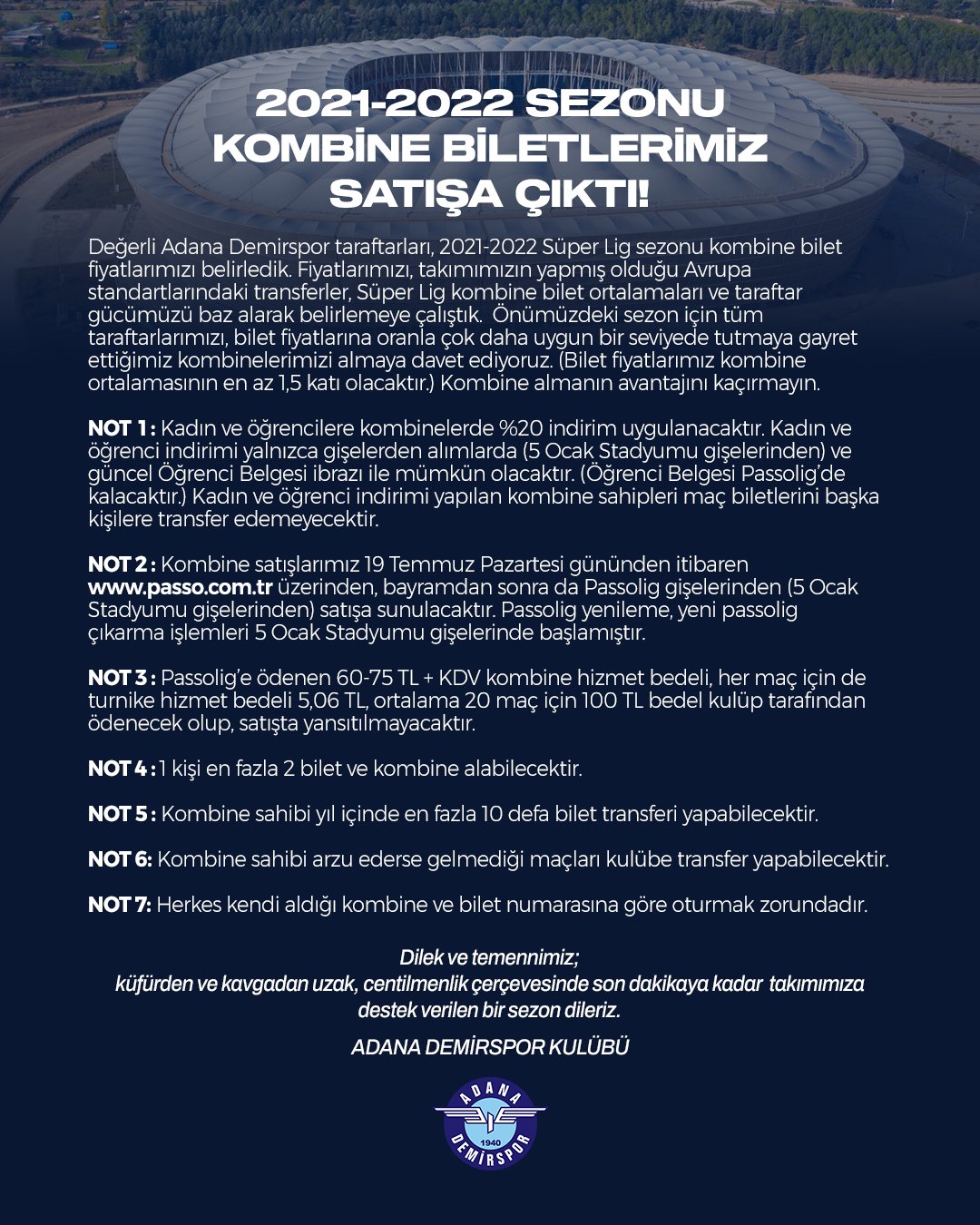 adana demirspor on twitter 2021 2022 sezonu kombine biletlerimiz https t co xgw19th12g uzerinden satisa cikti yenibastan https t co taeodsqjeg twitter