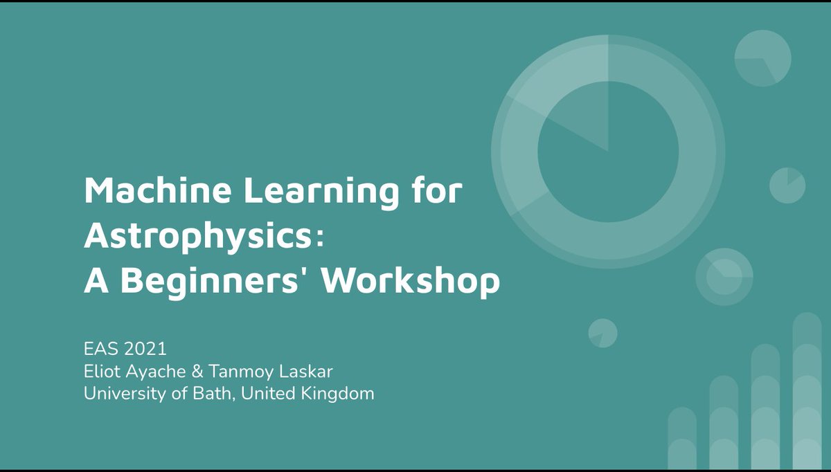 tanmoylaskar's tweet photo. Super fun to deliver an intro workshop on Machine Learning for astronomers at #NAM2021 this morning with @eliotayache! Materials available at https://t.co/3qDNQPCB7b https://t.co/oERAS7wShK