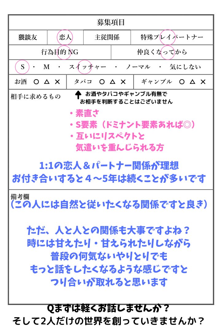 ひろsub 性別 男 男性脳5 女性脳95 年齢 30代 身長 170 体型 細身 学歴 四大卒 お酒 嗜む程度 煙草 吸わない 職業 訪問サポート コンサル 休日 水土だが 融通可 性格等は下記ツイート シートをご覧下さいませ Twitter婚活 サイバーイグアナ友