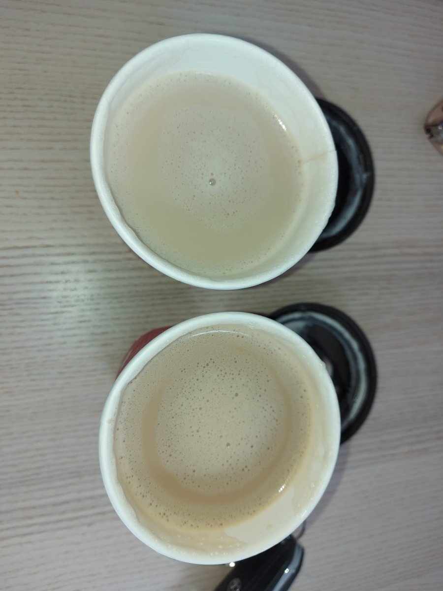 simon_mcg_'s tweet photo. @timhortonsuk This is mean to be a cappuccino and a flat white. It's basically hot milk thats had a used coffee filer waved at it. Second time in 2 weeks this has happened. Whats going on?? https://t.co/tqYUIGesey