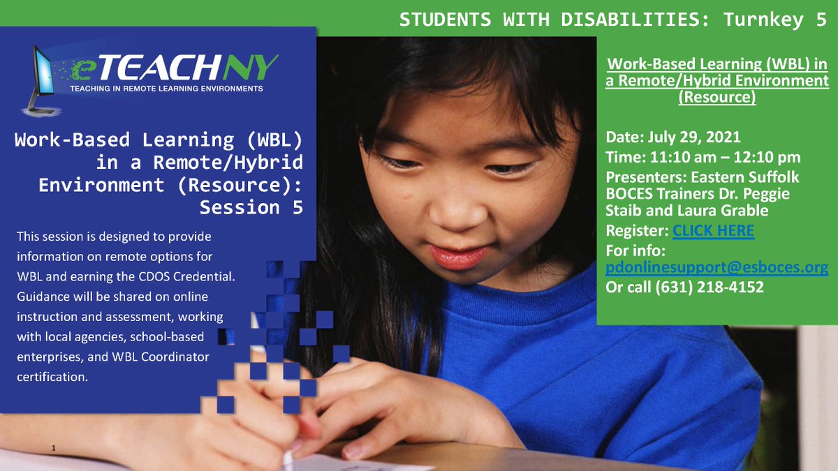 Eastern Suffolk BOCES (@esboces) on Twitter photo EDUCATORS: follow the link for more information and to register -- tinyurl.com/pkkaktsr
Questions? PDonlineSupport@esboces.org EDUCATORS: follow the link for more information and to register -- tinyurl.com/pkkaktsr
Questions? PDonlineSupport@esboces.org