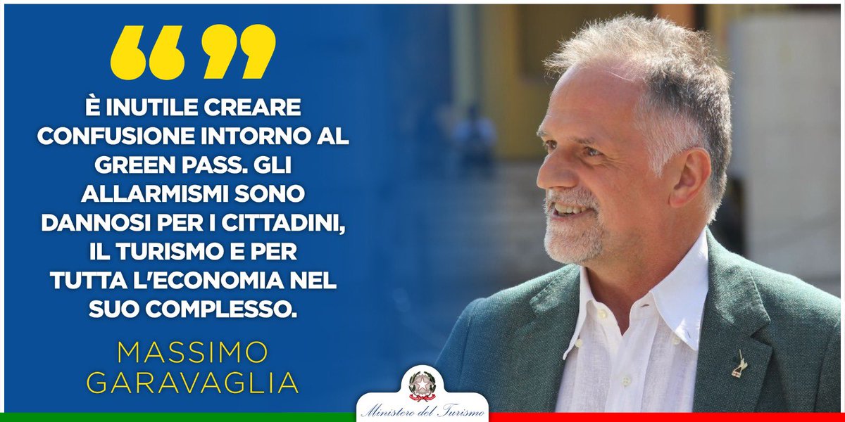 Basta allarmismi. Il #greenpass ha senso solo per entrare in discoteca, allo stadio o per partecipare a grandi eventi, che prevedono una grande affluenza di pubblico.  
<a href="/massimogara/">Massimo Garavaglia</a> 🇮🇹