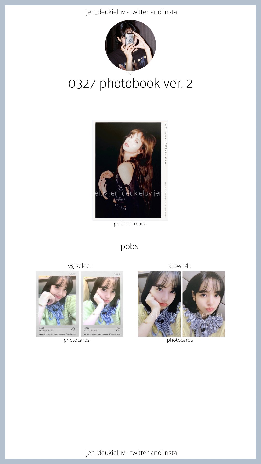BLACKPINK LISA PHOTOBOOK 0327 photocard-