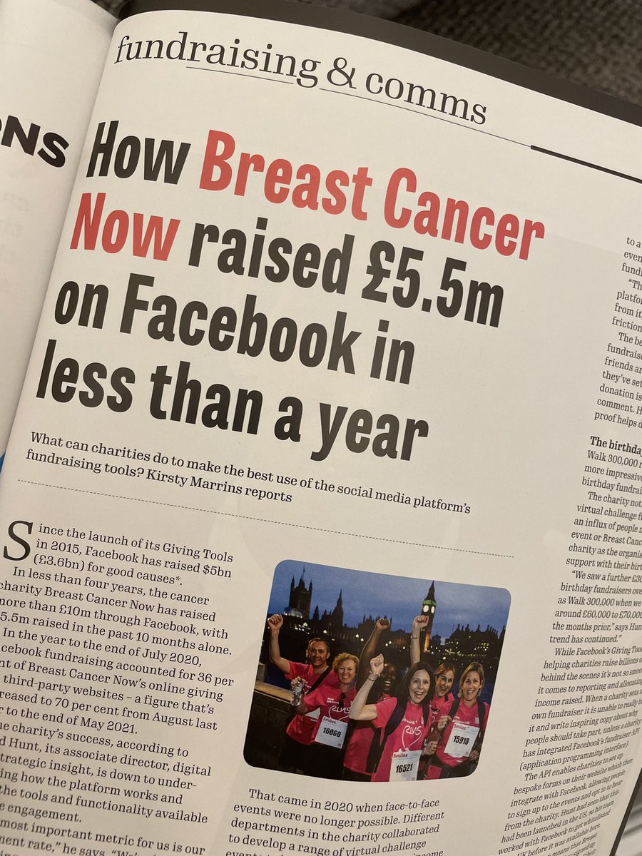 Hooray! The latest issue of @ThirdSector has arrived! In my column, I speak with @AtypicalDavid from @BreastCancerNow on how they raised an INCREDIBLE 5.5m on Facebook in less than a year