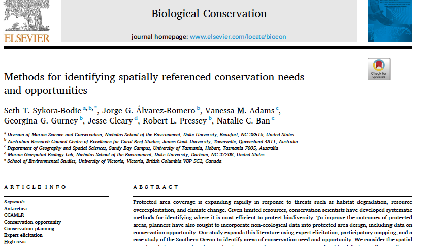 SethSykoraBodie's tweet photo. How do we successfully design and establish #MPAs in the #HighSeas and #Antarctica's #SouthernOcean? By identifying needs, comprehensively planning, and taking advantage of #ConservationOpportunities. Check out this new #MarineConservation article for more https://t.co/Db6o1RDLyi https://t.co/NwP2u8Sbnp