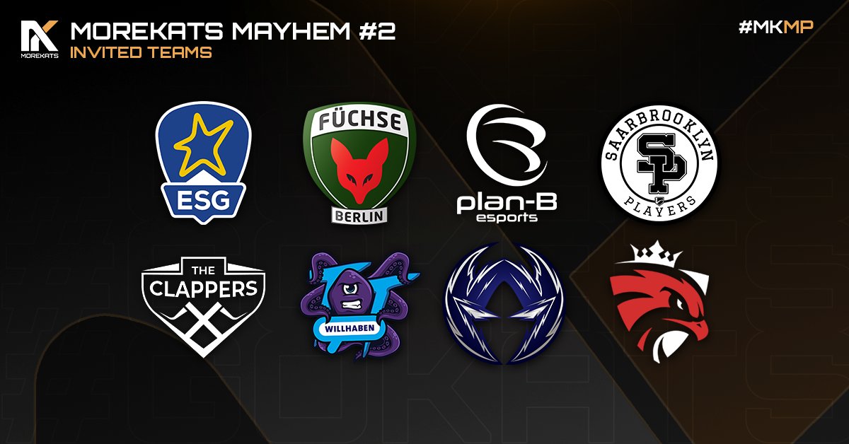 Wir freuen uns euch die eingeladenen Teams für den Closed Qualifier von Morekats Mayhem #2 präsentieren zu dürfen! 🤩🤌 Diese Teams spielen ebenfalls um die Qualifikation für die Playoffs auf der <a href="/levelupsalzburg/">LEVEL UP - The Gaming Festival</a> 🏆

Seid nächstes Wochenende dabei auf twitch.tv/mission2play_e…