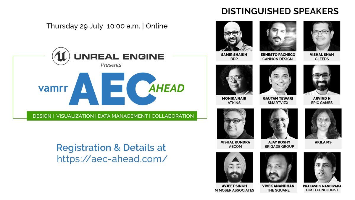 vamrrT's tweet photo. How are advancements in immersive visualization positively impacting the #AEC #design space? @UnrealEngine  presents VAMRR AEC Ahead | organized by @vamrrT  | Thu  29 Jul 2021 | 10 am IST | Register at https://t.co/7X80mwrJSd @shruti_verma https://t.co/bL3Ydjq3vy
