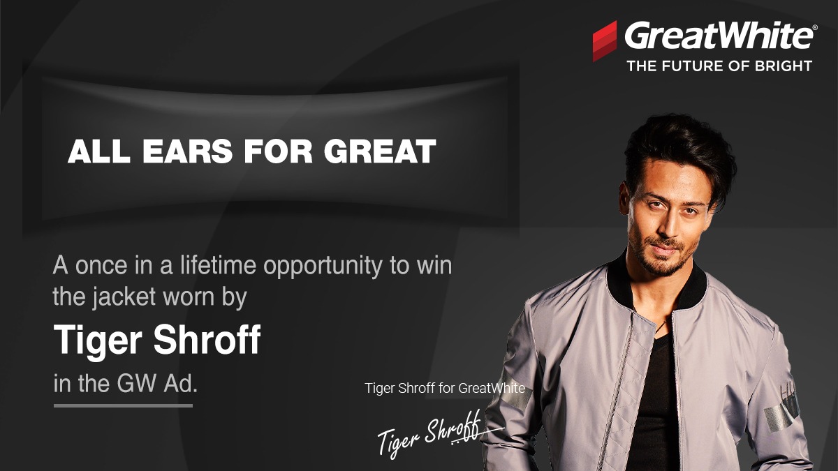 Here’s a GREAT OPPORTUNITY for all of YOU! 

One Lucky Winner Gets a Chance to Win an Exclusive Jacket worn by Tiger Shroff in our TVC. All of you have to do is tell us - How many times has the word “GREAT” been used in the video in this link - youtu.be/jB5ntC9lgBk