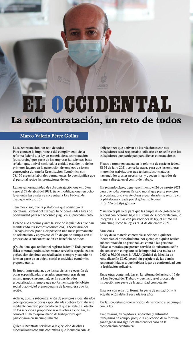 Les invitó a leer mi participación sobre “La subcontratación, un reto de todos”, habló a fondo sobre la importancia del cumplimento de la reforma laboral en materia de subcontratación. 

Ayúdame a compartirlo.