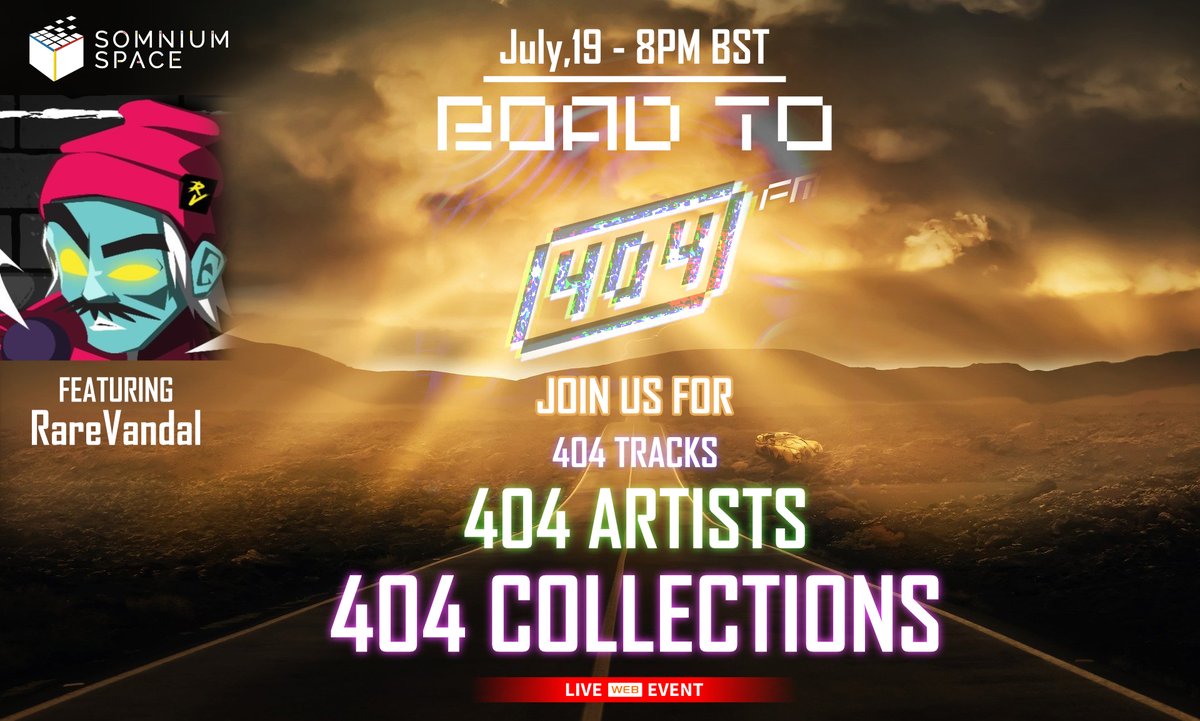 The 404 Collection | CTRL Records (@404dotfm) on Twitter photo 📡 Incoming frequency...
Have you pondered where the music industry is going? Let's share ideas
Join us in
<a href="/SomniumSpace/">Somnium Space</a>
web parcel 3667 with a very special guest
<a href="/vandigital/">The Rare Vandal</a>
for our first ever 404fm and let's find out together!
PARCEL: somniumspace.com/parcel/3667
#radio404fm 📡 Incoming frequency...
Have you pondered where the music industry is going? Let's share ideas
Join us in
<a href="/SomniumSpace/">Somnium Space</a>
web parcel 3667 with a very special guest
<a href="/vandigital/">The Rare Vandal</a>
for our first ever 404fm and let's find out together!
PARCEL: somniumspace.com/parcel/3667
#radio404fm