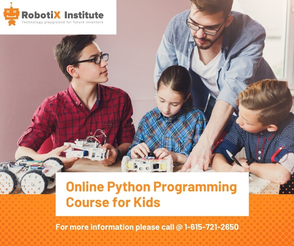 RobotixI's tweet image. RobotiX Institute is organizing an online Python programming course for kids. This is a 4 weeks interactive session.
One free session for all new students. For more information please call @ 1-615-721-2650
#pythoncourse #onlinepythoncourse #pythonforkids