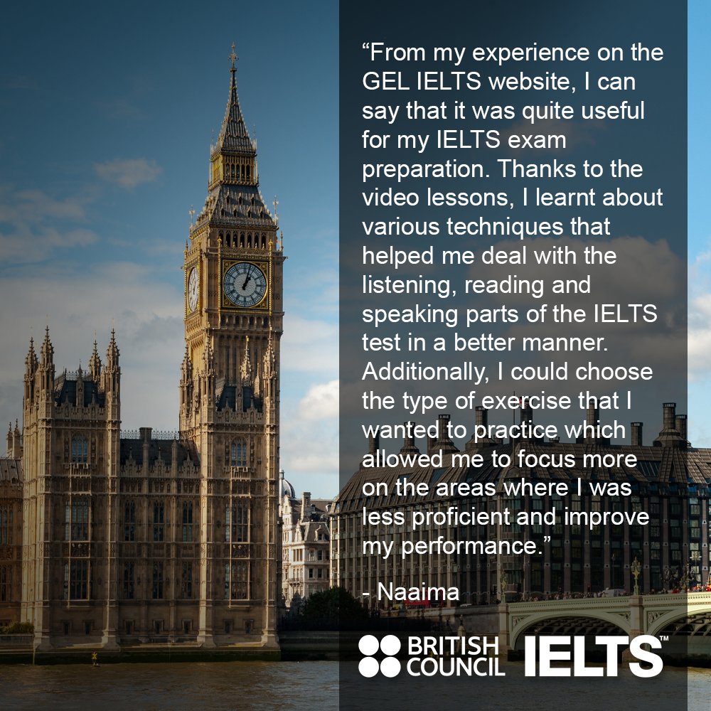cyBritish's tweet photo. Planning to take #IELTSforUKVI? Check out what our test takers have to say about the GEL IELTS preparation material. Book IELTS with the British Council and get free access to the material.
For more information, please visit – https://t.co/KvjC28Kv8y
#ExploreWithBritishCouncil https://t.co/P0E7cNsLso