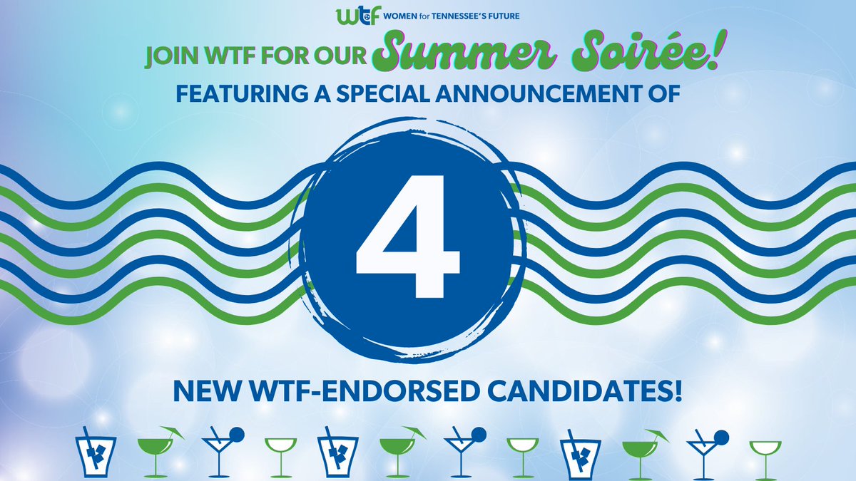 Exciting news! Tonight, at our Summer Soirée, WTF is announcing 4 new endorsed candidates! Be one of the first to hear about these new WTF-endorsed candidates by joining us TONIGHT 7/19 at Colliers International- Nashville at 5:30pm.

Buy your ticket now: bit.ly/evHeitkamp0719…