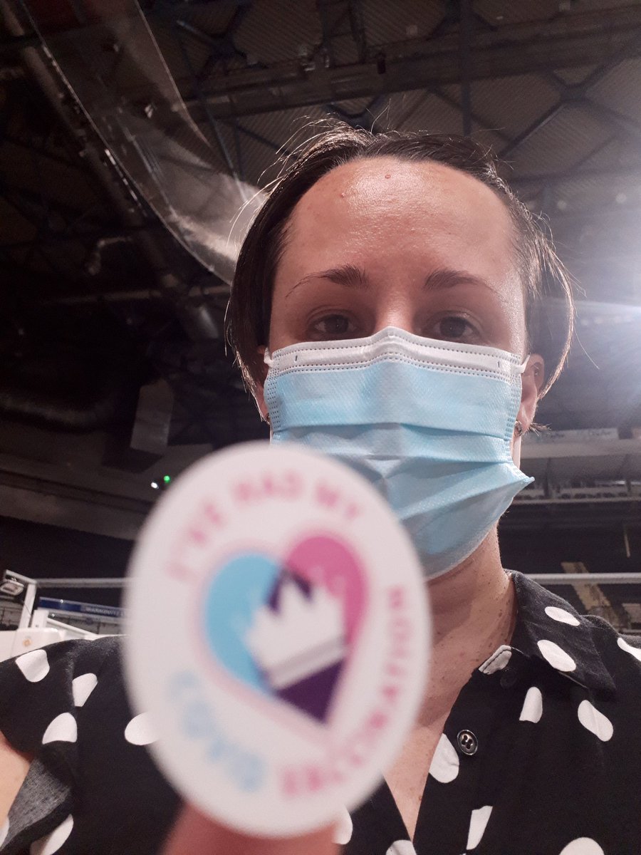 HaleyWritesEyre's tweet photo. I've had my 2nd Pfizer Covid-19 Vaccination! 2 weeks before it's fully activated, it hurt a little bit. Thank you to the friendly volunteers. 15 minutes wait then back home to rest. #2ndPfizerDose done! @sheffieldarena #FriendlyVolunteers https://t.co/Pl3AcWVhhJ