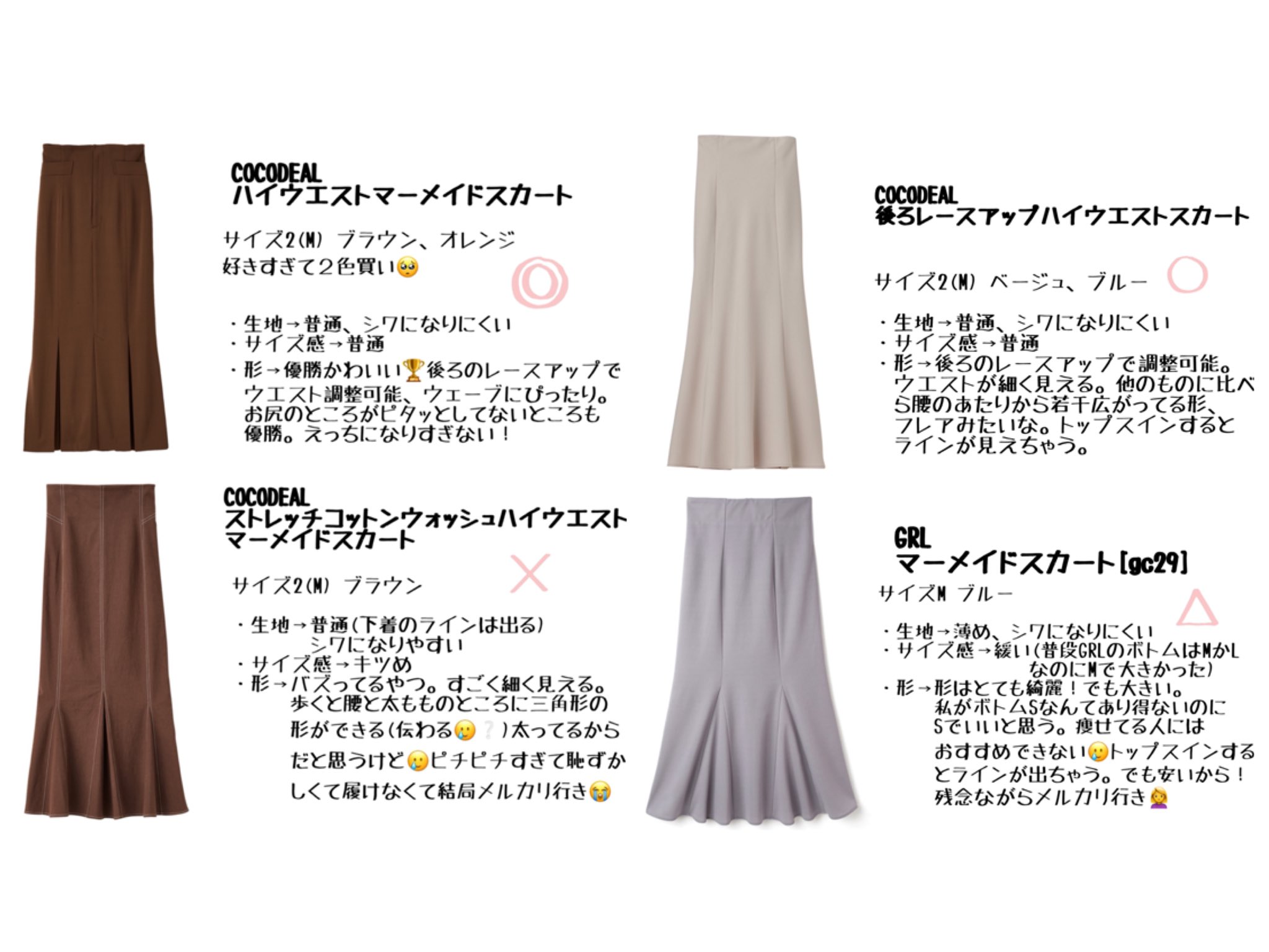 Rena 164センチ 下半身デブ 骨格ウェーブのわたしが選ぶおすすめマーメイドスカート おしりの大きさが目立たない ピタッとしすぎない アイロン不要の最強スカートはココディール マーメイドスカート Snidel Cocodeal Grl 骨格ウェーブ