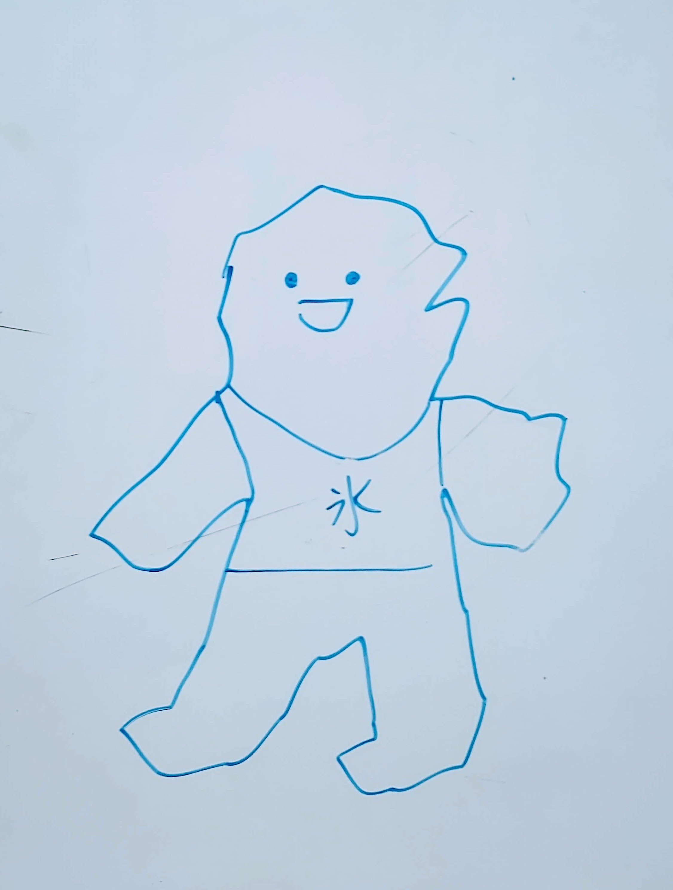 Strega Amino かき氷と氷人間 長女作 よし今描きたいものを描きます と宣言 左は雰囲気で漢字を書き 右は あっこの字だったか と気付いた模様 こんなかき氷あったらいいね こんな氷人間に抱きつきたいね 落書き かき氷 氷人間