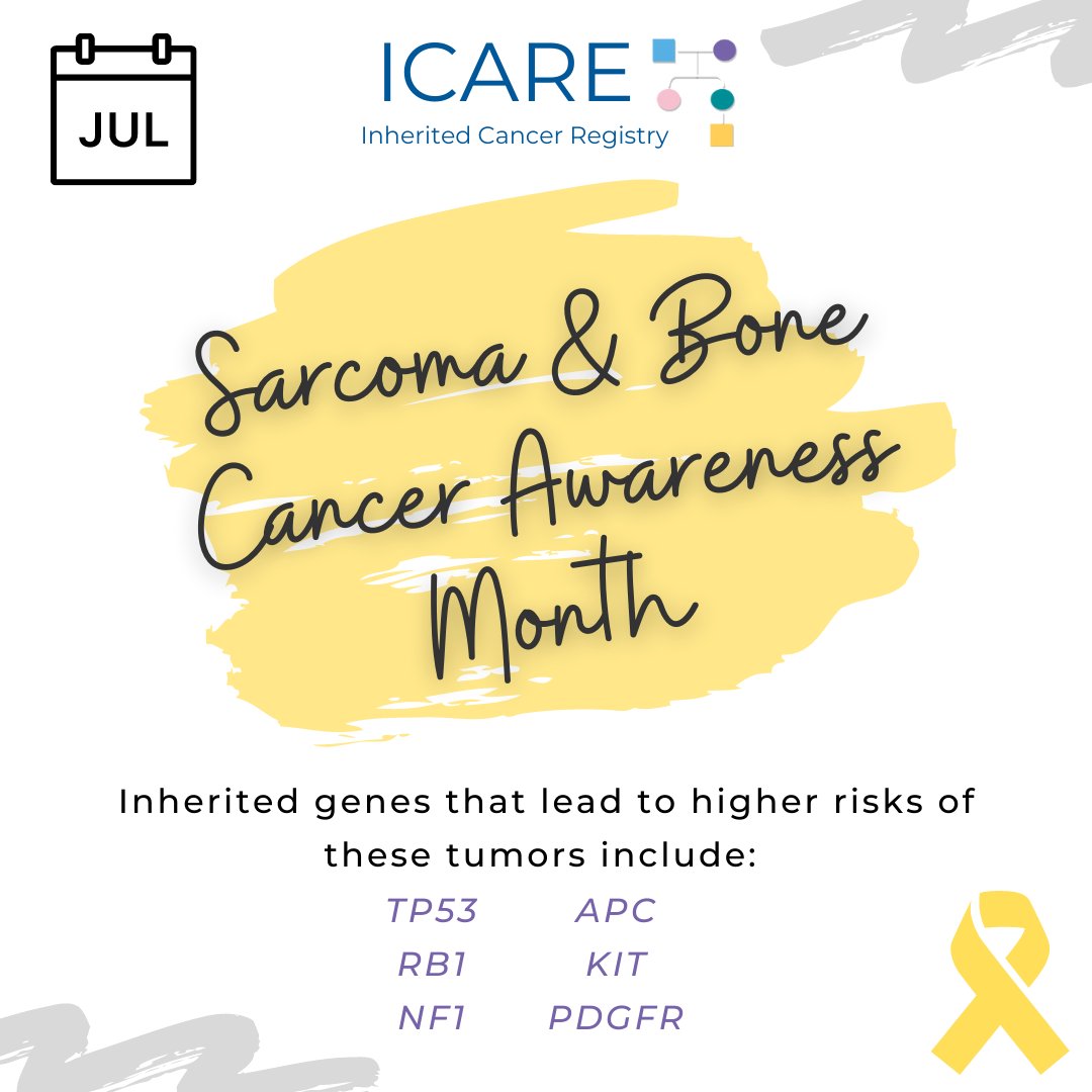 inheritedcancer's tweet photo. Inherited genes that lead to higher risks of #sarcoma & #bonecancers:
#TP53 (Li-Fraumeni Syndrome)
#RB1 (Hereditary retinoblastoma)
#NF1 (Neurofibromatosis)
#APC (Familial Adenomatous Polyposis)
#KIT & #PDGFR (GIST predisposing syndromes)
Learn more👇
https://t.co/86pdgxMPIp https://t.co/MAjZgD4t67