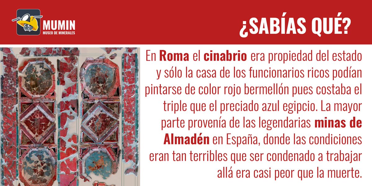 MuseoMumin's tweet photo. Mineral del Mes: Cinabrio
#cinabrio #cinnabar #mineral #MuseoMumin #Museos #Museum #geology #geologia #monthmineral #mineraldelmes #geological #geologist #mineralcinabrio #bornitemineral #Roma #Estado #ricos #funcionarios #rojo #bermellón #azul #Egipto https://t.co/Phtbc2yu12