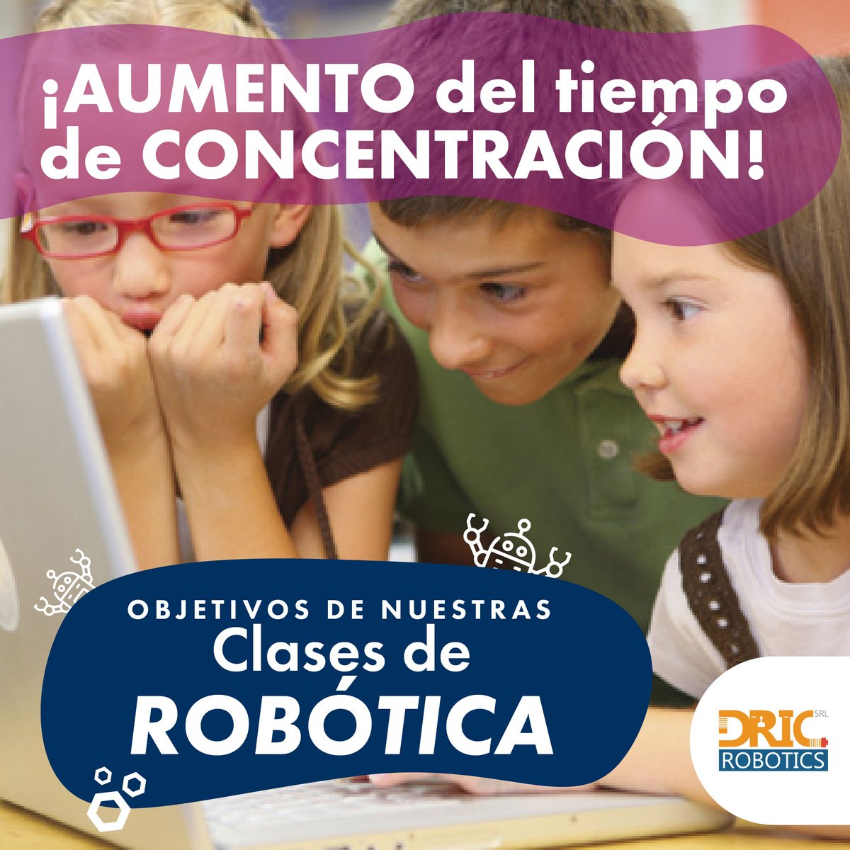 DricRobotics's tweet image. Nuestro programa de robótica promueve la mejora de las habilidades de concentración del niño, buscando aumentar el tiempo de atención fija a las actividades académicas y no académicas que realizan, aumentando su rendimiento y potenciando su desarrollo personal e intelectual.