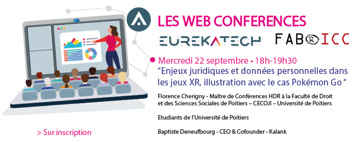 fabricc16's tweet photo. Web conférence «Enjeux juridiques et données personnelles dans les jeux XR, illustration avec le cas Pokémon Go», en partenariat avec la Technopôle Eurekatech. mercredi 22 septembre à 18h à 19h30 sur inscription:
https://t.co/HHU09x3YHF? https://t.co/nvCcxZQcNa