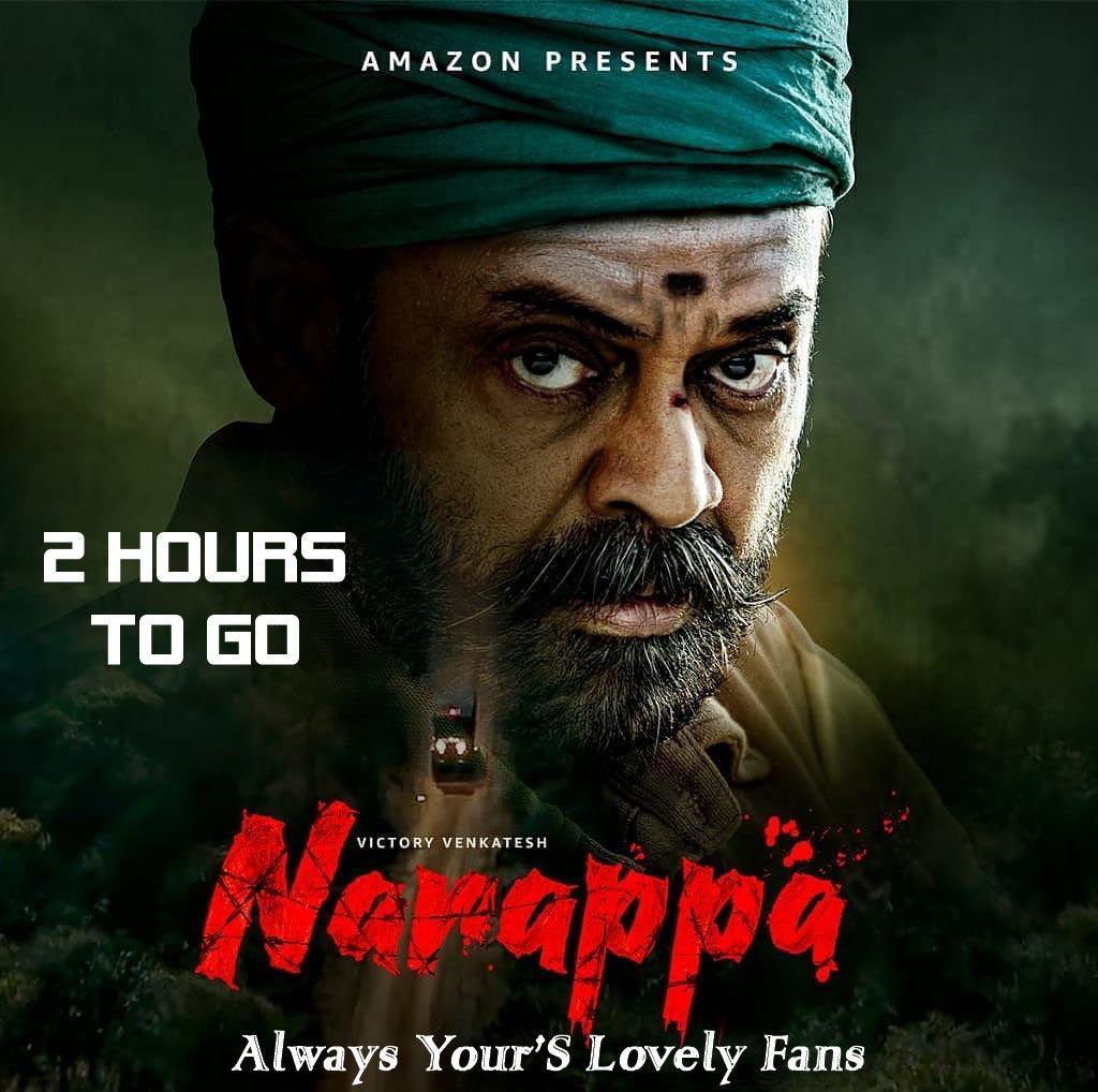 #Narappa is on his way....meet him in a few hours only on @PrimeVideoIN ! 

2 Hours to go

#NarappaOnPrime

@VenkyMama #Priyamani @KarthikRathnam3 @Ammu_Abhirami #SrikanthAddala #ManiSharma @sureshprodns @theVcreations @SureshPromusic