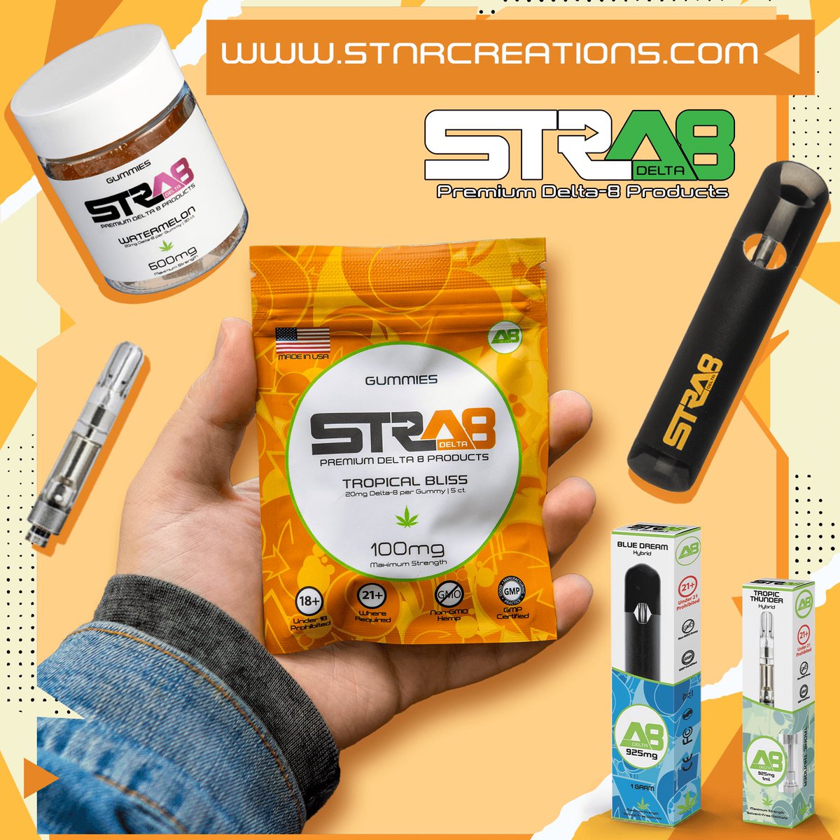 stnrcreations.com
Premium #delta8 Made in the USA
.
Go to our website for lab results