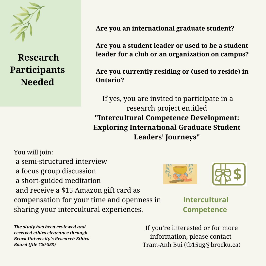 Hi friends! My friend <a href="/anhtrambui/">Anh Bui</a> is recruiting participants for her doctoral research. If you or anyone you know fits the criteria, please pass the info along. #sacdn #sachat #cdnpse #sagrad