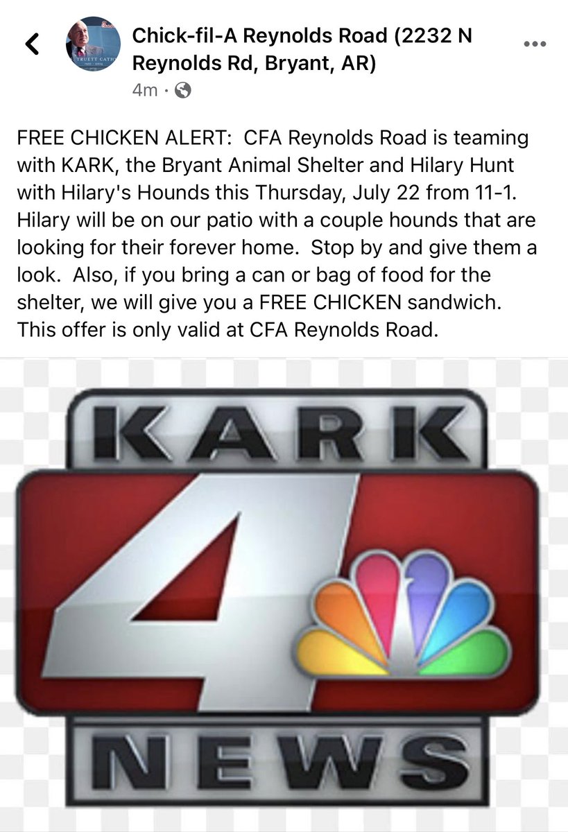 Come have lunch with me &amp; help out #HilarysHounds ⬇️ excited to partner with <a href="/CFAReynolds/">Chick-fil-A Reynolds</a> to make this happen! #AdoptDontShop