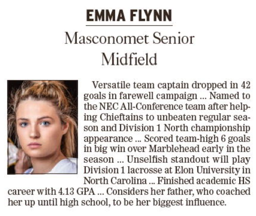 Congrats to Salem News lacrosse all-stars Jake Mair, Morgan Bovardi, Robyn Seymour, and Emma Flynn! <a href="/mascogirlslax/">Masco Girls Lacrosse</a> @salemnewssports <a href="/masco_lax/">Masconomet Boys Lacrosse</a>