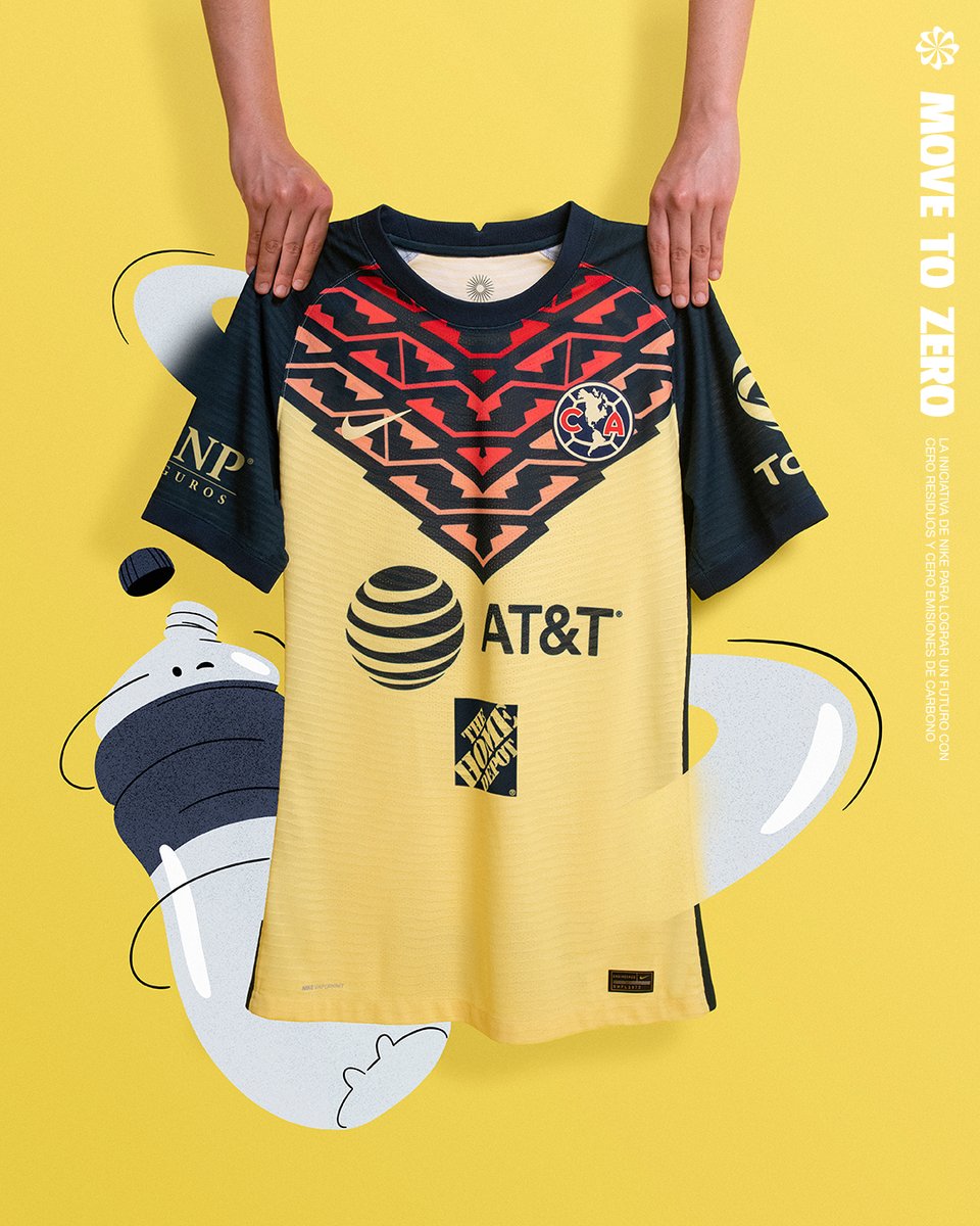 ClubAmerica's tweet image. Presentamos el nuevo jersey de local 2021/22. 

Fabricado con un 75% de fibras de poliéster reciclado, generado con botellas de plástico reciclables. 
Las Botellas de plástico nunca se han visto tan bien. 

#NikeFootball #MoveToZero #SomosAmérica