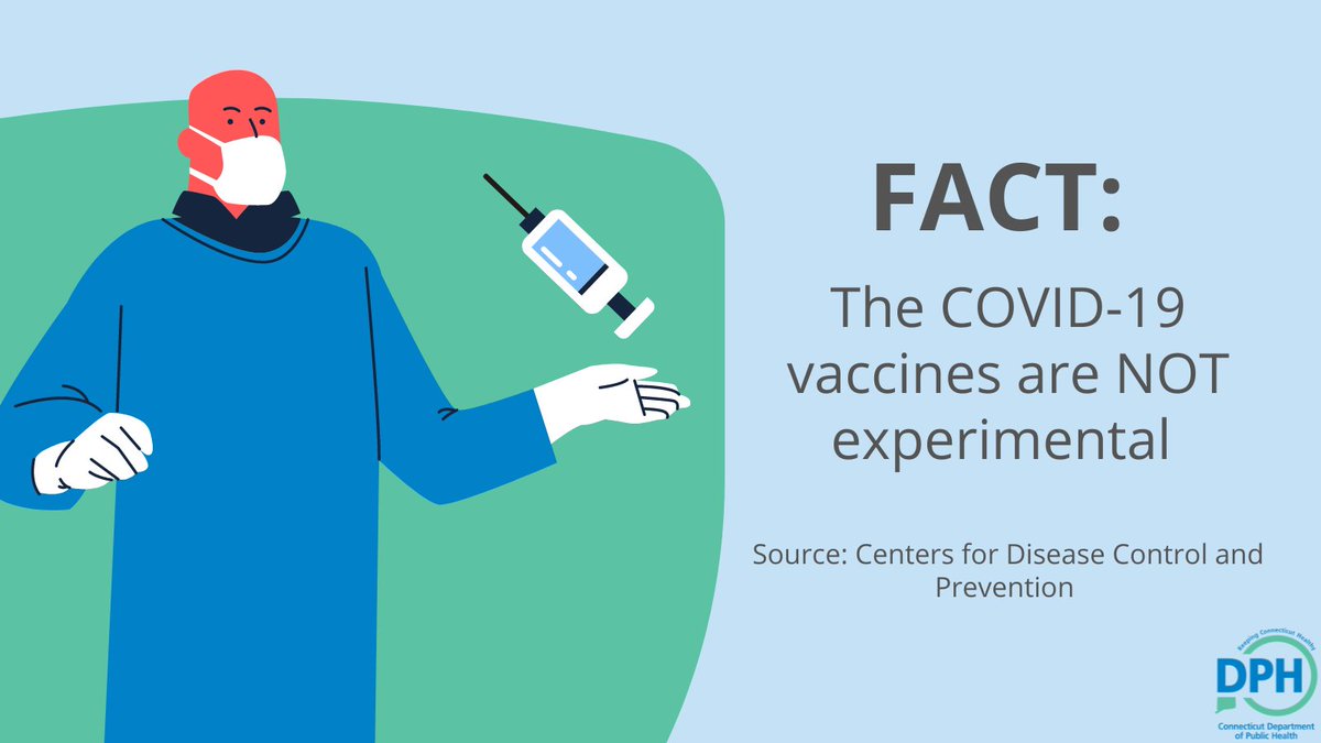 FACT: The COVID-19 vaccines are NOT experimental. It is safe and recommended that you get vaccinated for yourself and those around you. #CTVaxFacts