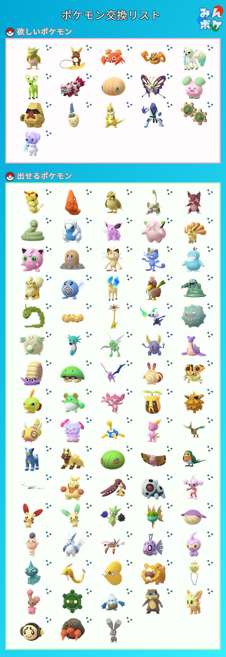 うっき ポケモンgo交換リスト更新しました ポケモンgo色違い交換 ポケモンgo愛知 T Co Gdkxi7ryos Twitter