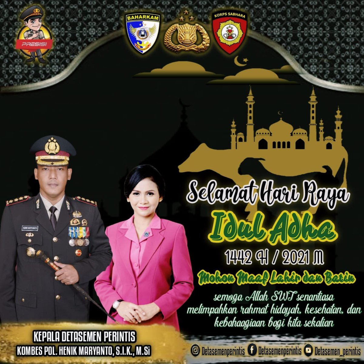 denperintis's tweet photo. SELAMAT HARI RAYA IDUL ADHA 1442 H / 2021 M

" JADIKAN HIKMAH IDUL ADHA SEBAGAI MOMENTUM PERINGATAN KETAQWAAN DAN SEMANGAT RELA BERKORBAN DI TENGAH MASA PANDEMI COVID-19 " 🇮🇩
@h3n1k1 https://t.co/ZSF85D9y8w