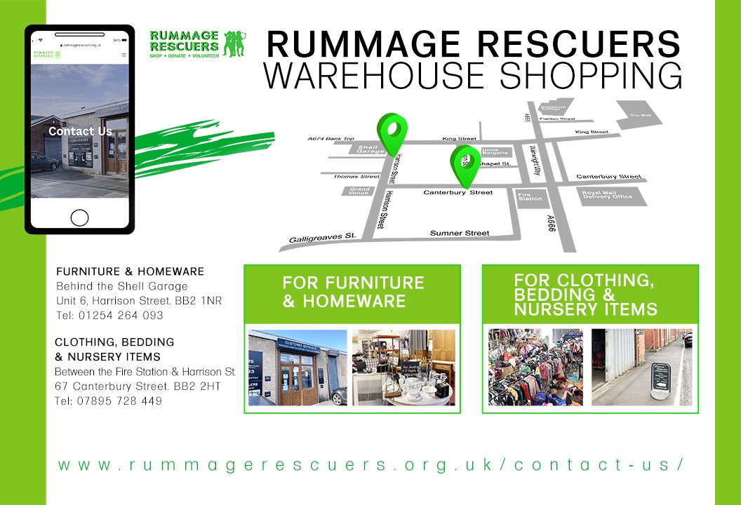 rummage_bbn's tweet photo. 🟢 Thanks to generous donations we have low priced pre-loved homeware and clothing bargains available at our warehouses. 
🟢 Shopping with Rummage Rescuers raises funds to help us support local people in poverty &amp; crisis #Blackburn #Darwen https://t.co/pQUrA303Hl