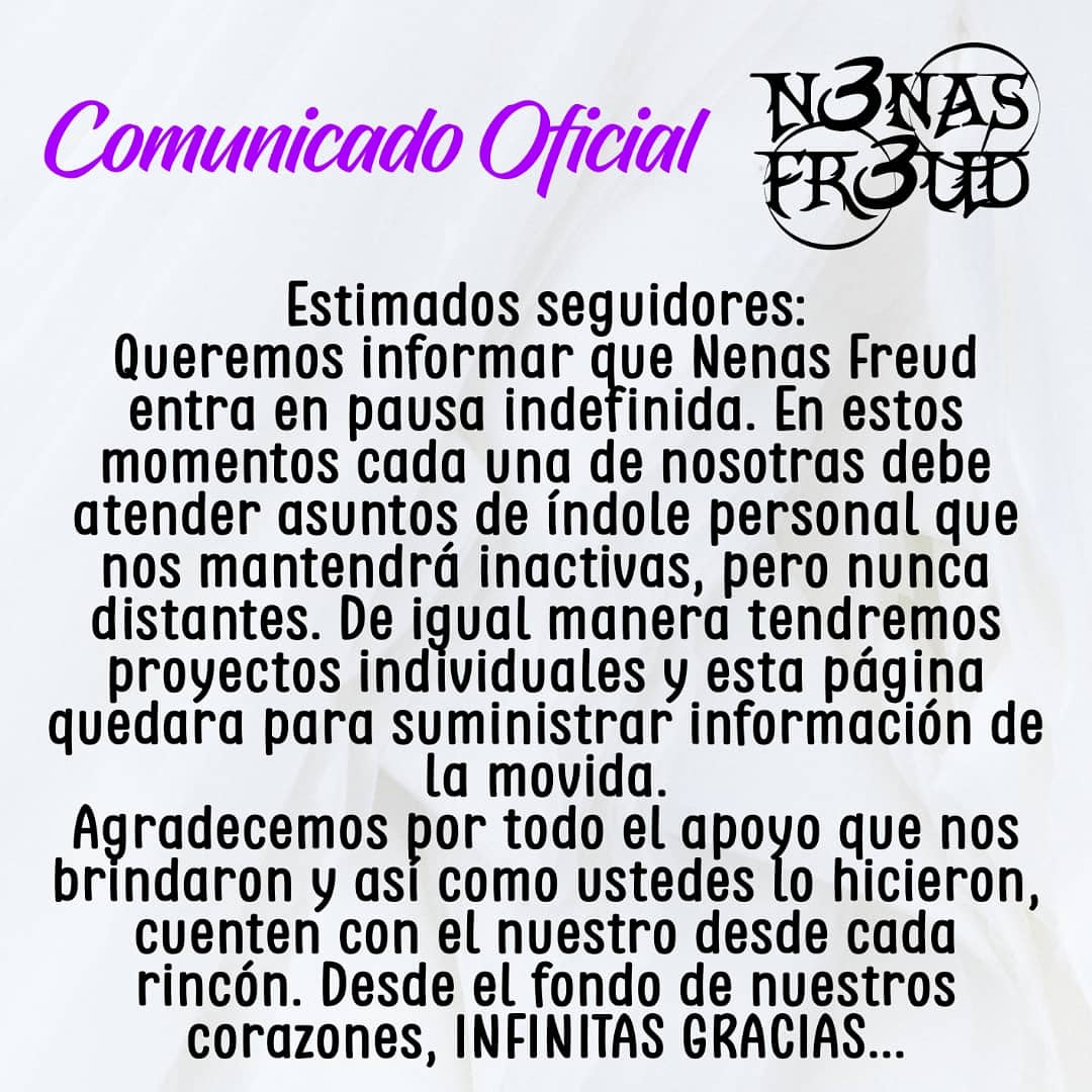 Los Queremos♡

#Comunicado #NenasFreud #GoodVibes #Love #volveremos
