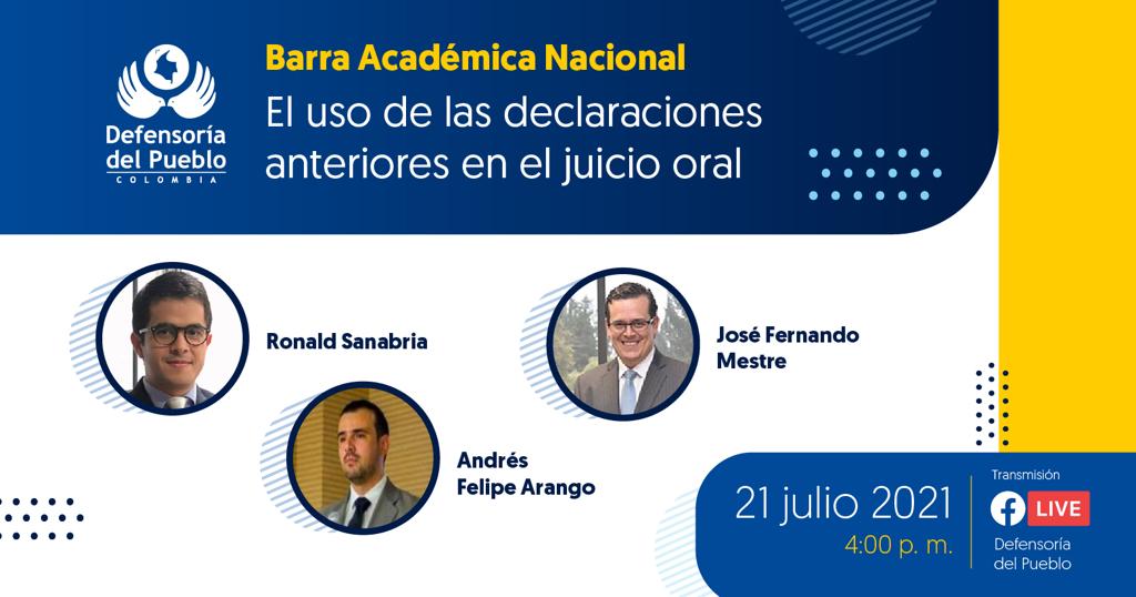 Ronaldsanabria1's tweet photo. ¿Les gustaría asistir? Me gusta, retuit y correo electrónico como comentario. Mañana envío el link.

Barra acádemica nacional de la @DefensoriaCol. Tema: el uso de las declaraciones anteriores en el juicio oral. Con dos expertos en pruebas penales: @JoseFMestre y @andresarango10. https://t.co/wFeOqXCFoP
