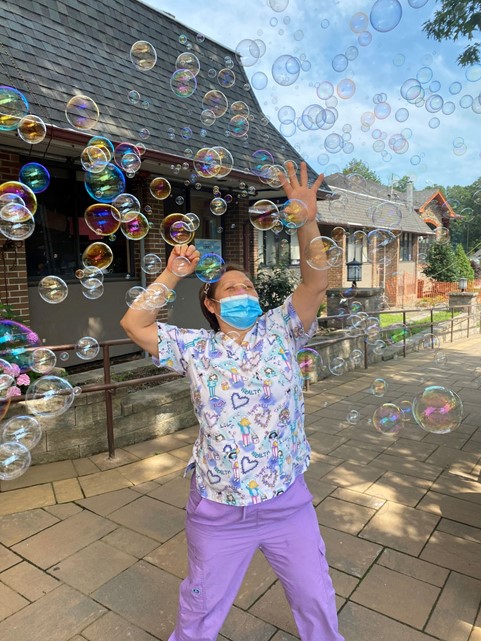 sunshine_rehab's tweet photo. The Bubble Bus is coming here next month! So, CNA Alma and Eva started the “bubble party” early! Our Baby Group had so much fun playing with bubbles, and we all can’t wait for the Bubble Bus day at Sunshine! #bubblefun #BubbleBus #SunshineSummer https://t.co/2EF5V7AgKG