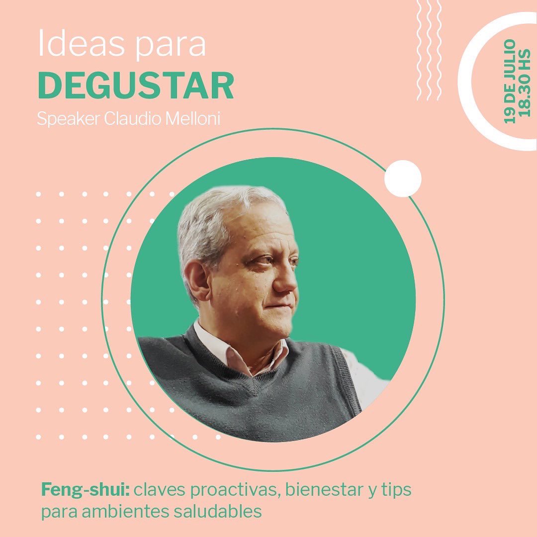 ✨Charla de hoy en Ideas para degustar, "Feng-shui: claves proactivas, bienestar y tips para ambientes saludables" por el Arq. Claudio Melloni. <a href="/claudiomelloni2/">claudio melloni</a> 
 
✔️Inscribete gratis aqui share.hsforms.com/1EeRLUaGxR-2rs…
