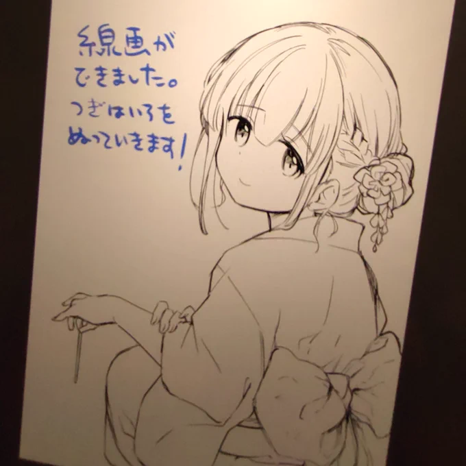 桐沢十三が「シャーロットを描く無音声配信」でライブ配信中!  #pixivSketch 線香花火は西日本式の「スボ手牡丹」です! 