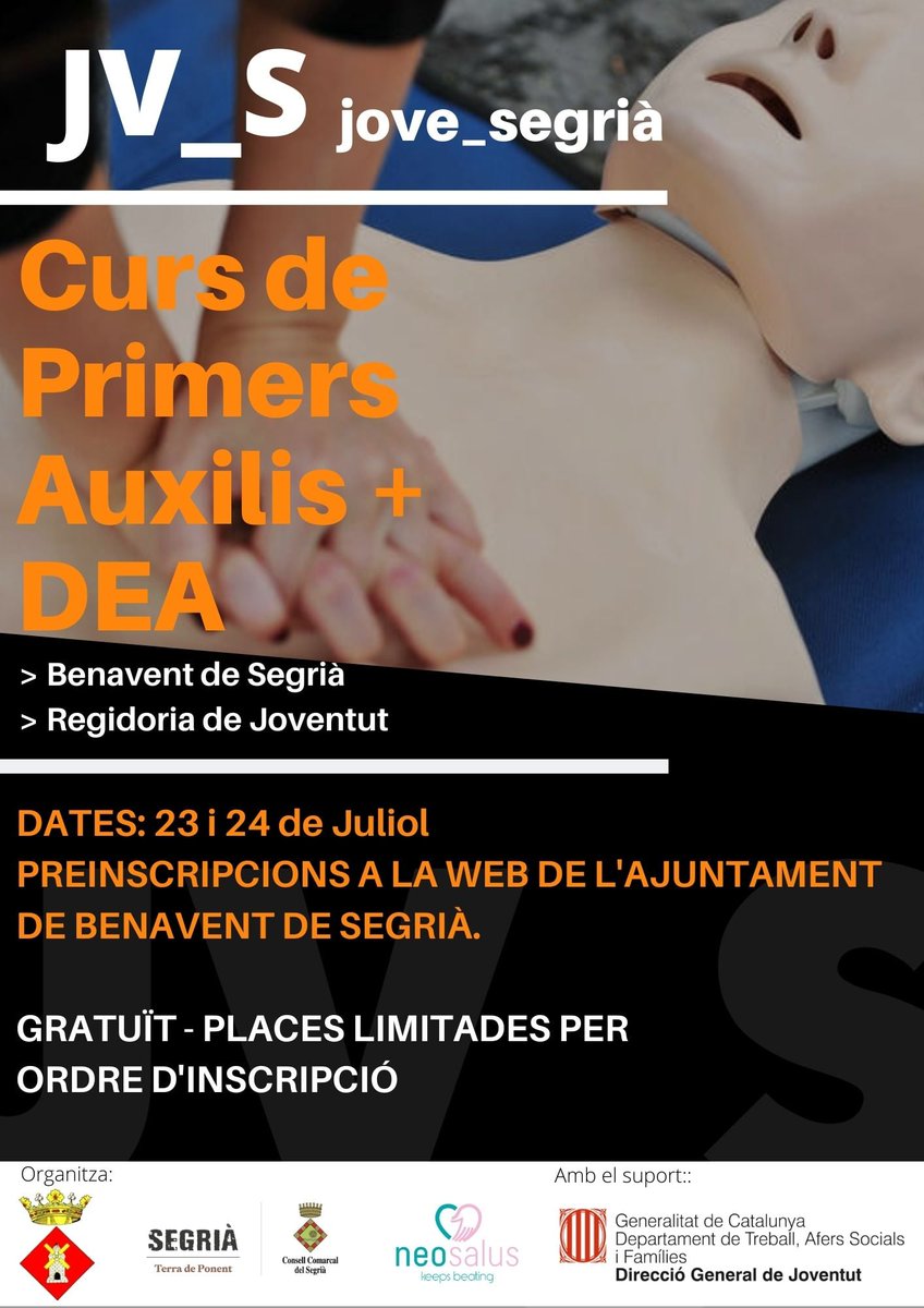 jovesegria's tweet image. I aquesta setmana...

👉Inscripcions obertes a #Alcoletge per Curs de Monitor/ora Esportiu.
👉Inscripcions obertes a #Maials pel Torneig de Futsal. 
👉Curs Primers Auxilis i DEA a #BenaventDeSegrià.
👉Sortida Aquàtica a #MontoliuDeLleida.