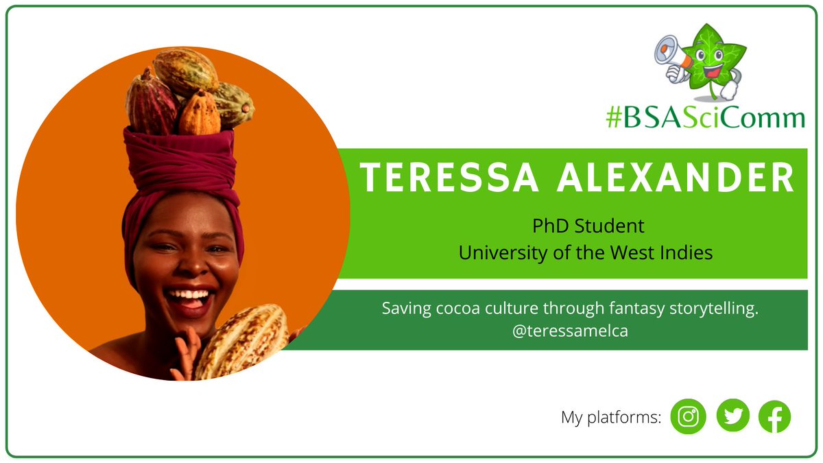 Botanical_'s tweet photo. Teressa studies cacao physiology in the University of the West Indies where she communicates her work through instagram, facebook, and twitter (@teressamelca). #Botany2021 #BSASciComm https://t.co/sAwf4tOjsB