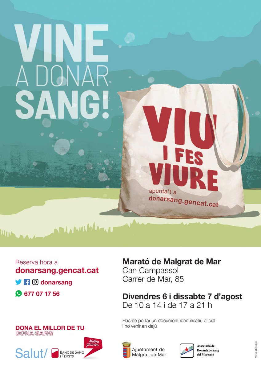Dona sang, dona vida!

<a href="/ajmalgrat/">Aj de Malgrat de Mar</a> <a href="/donarsang/">Banc de Sang</a>